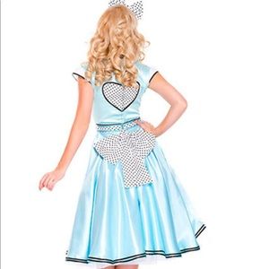 Chic Polka Dot Bow Midi Dress in Light Blue